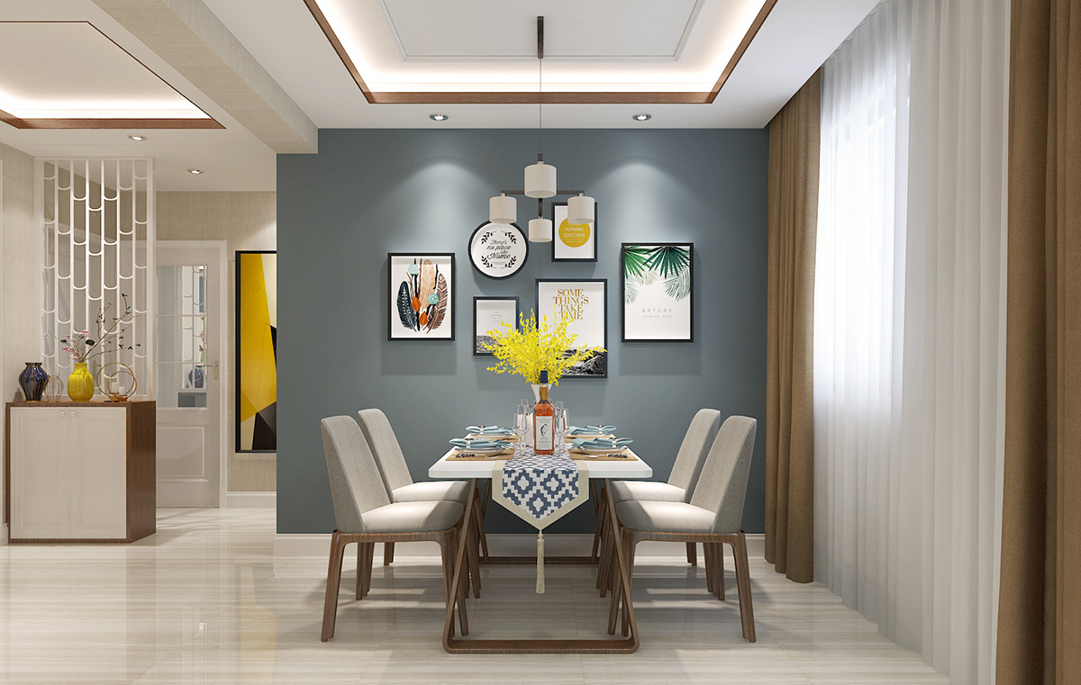 鳴湖半島132平米現(xiàn)代簡約風格裝修效果圖